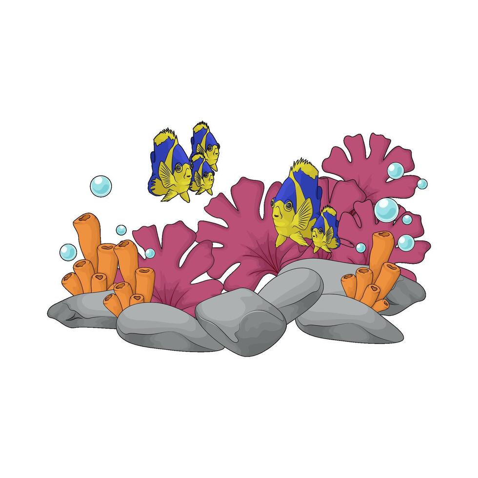 illustration of coral and seaweed with fish vector