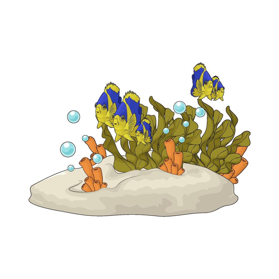 illustration of fish near seaweed vector