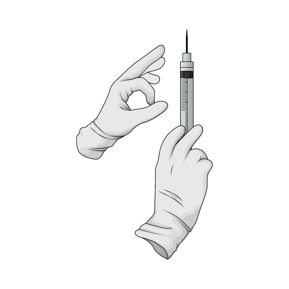Hand Holding Syringe vector
