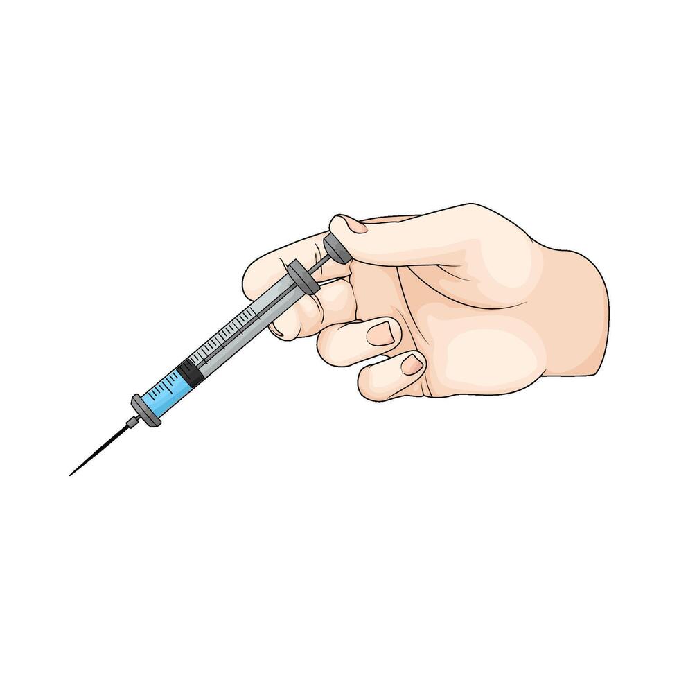 Hand Holding a Syringe vector