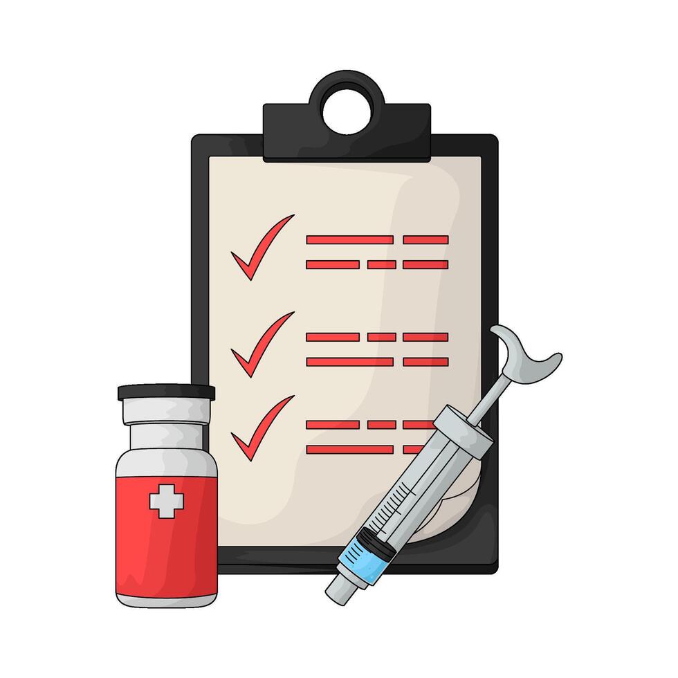 syringe with medical report vector
