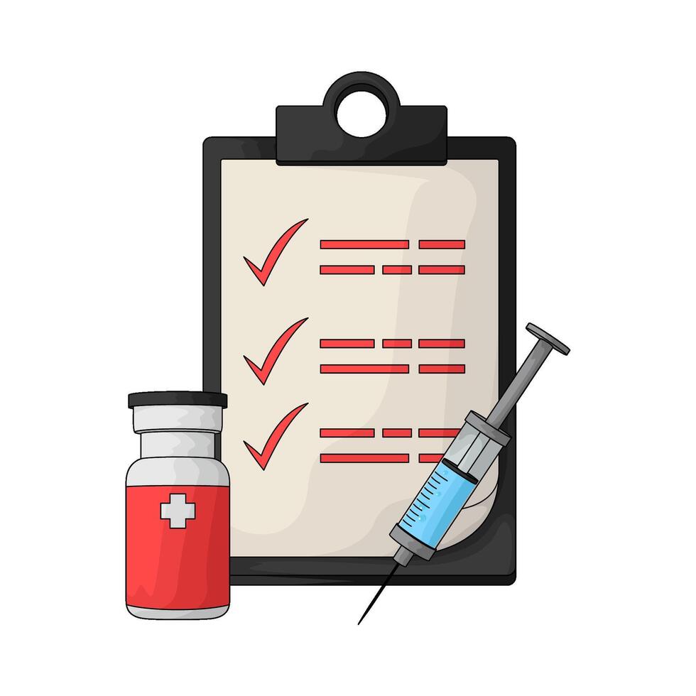 illustration of syringe and Vaccination Checklist vector