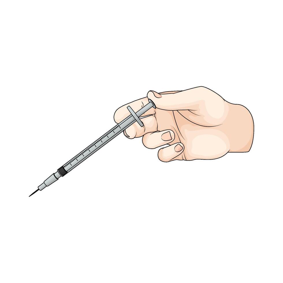 Doctor's hand with a syringe vector