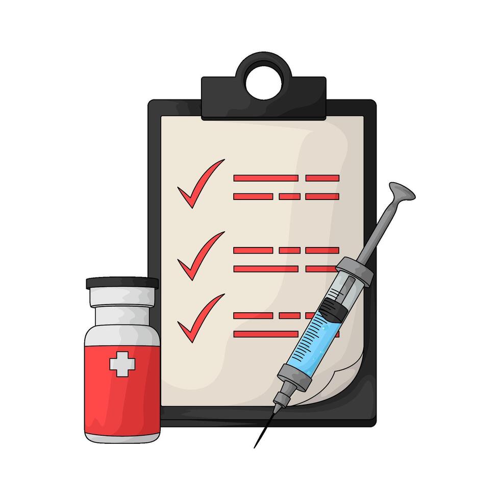 syringe with Vaccination Checklist vector