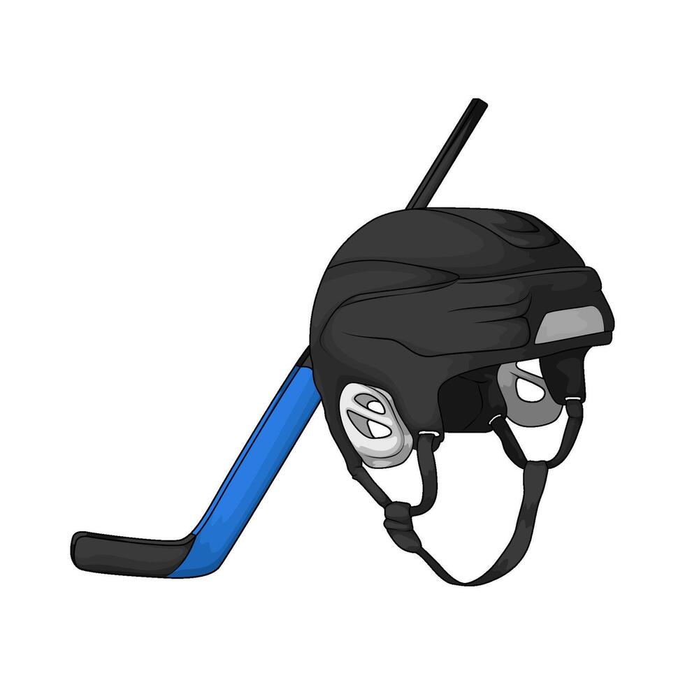 hockey helmet and hockey stick vector