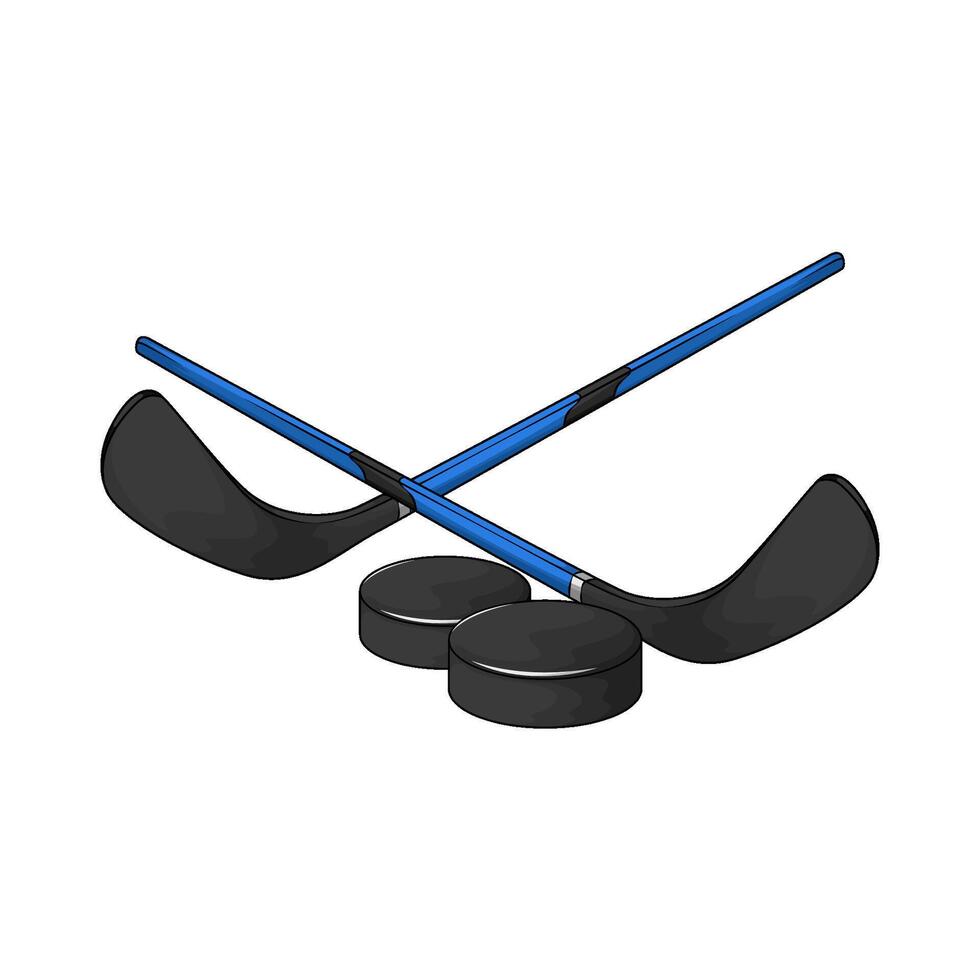crossed hockey stick withy puck vector