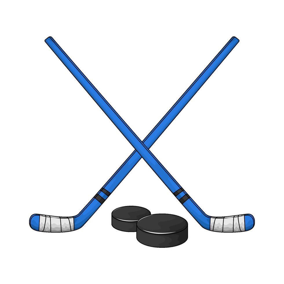 illustration of crossed hockey stick withy puck vector