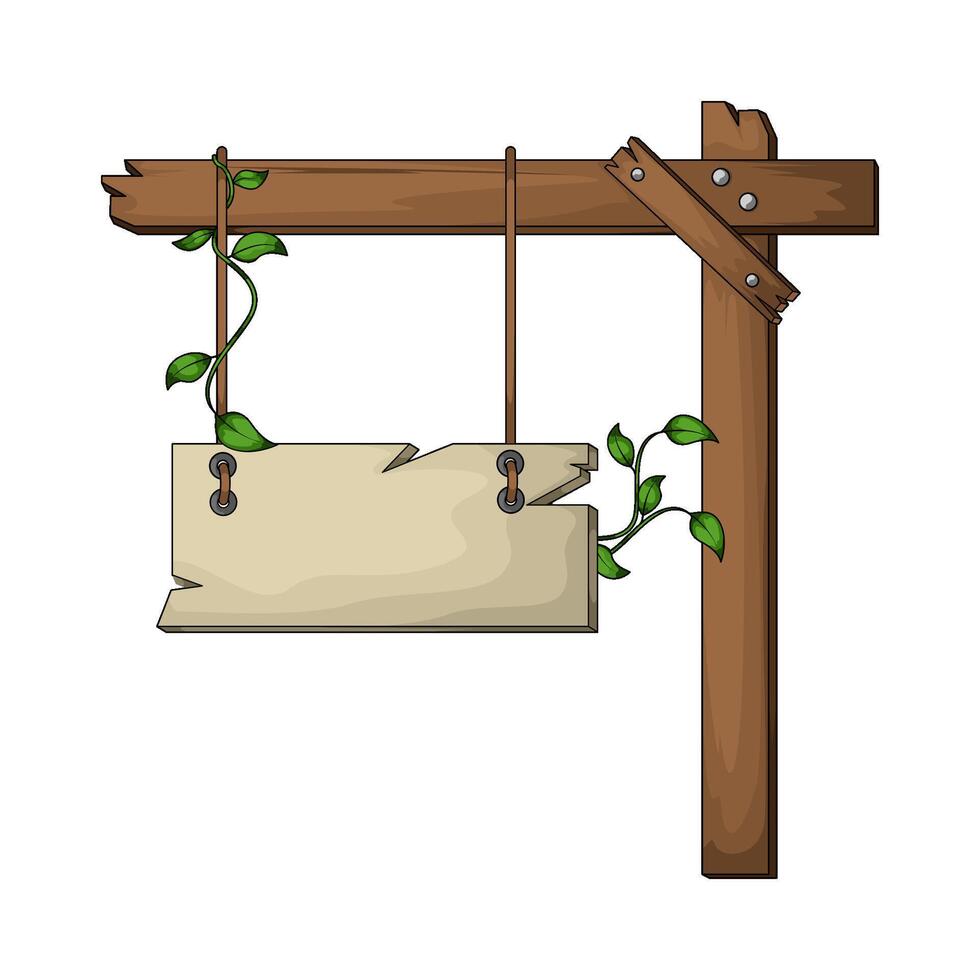 wooden board hanging with leaves vector