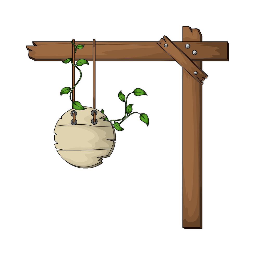 wooden hanging board with leaves vector