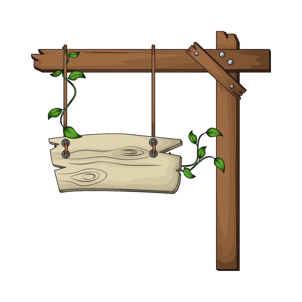 illustration of wooden hanging board with leaves vector
