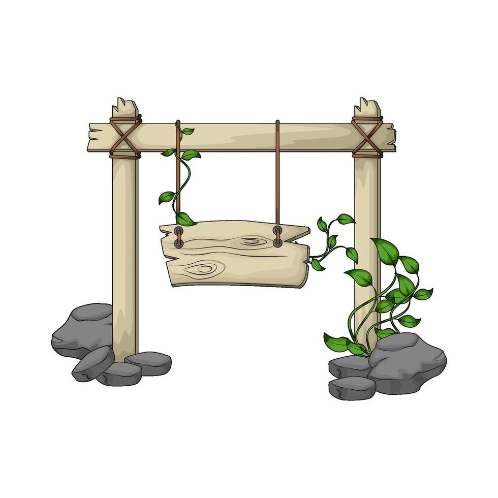 illustration of foliage on wooden sign vector