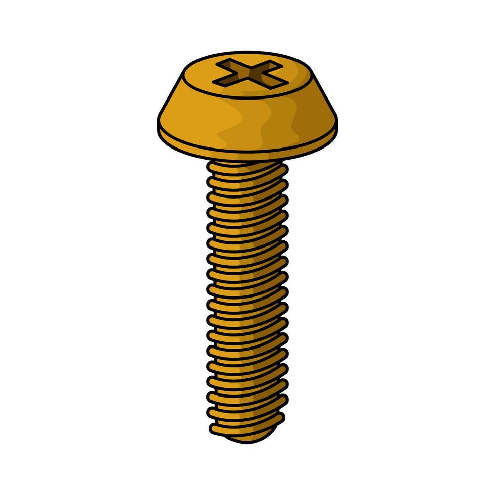 golden screw illustration vector