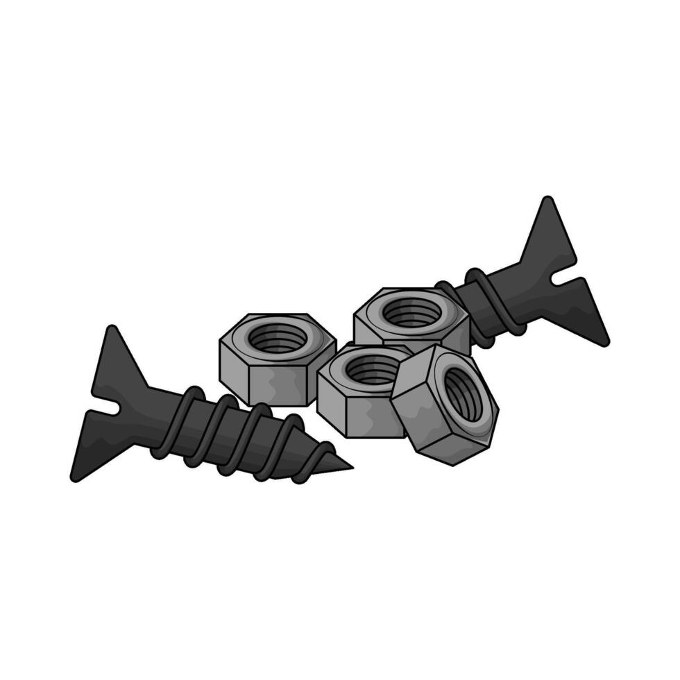 illustration of bolt with nuts vector