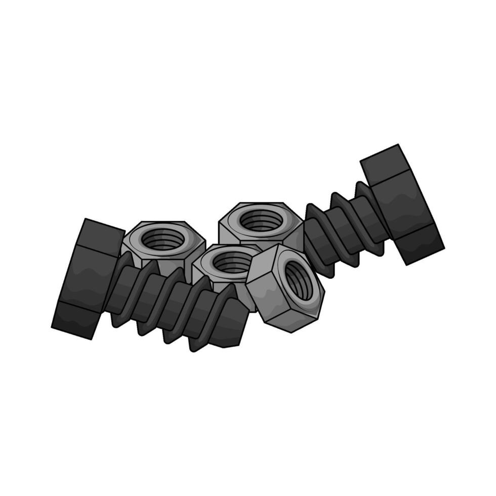 bolt with nuts vector
