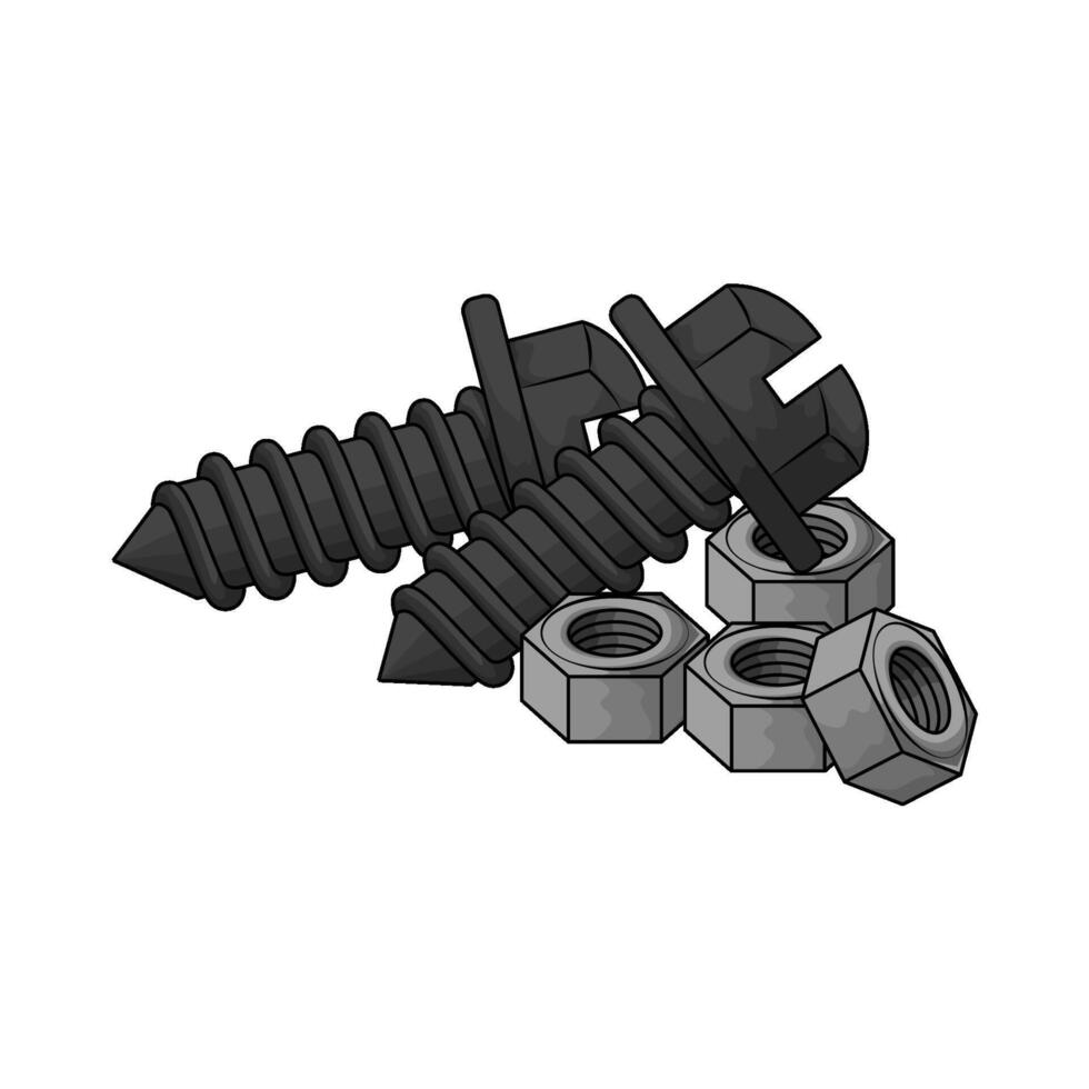 illustration of screw with nuts vector
