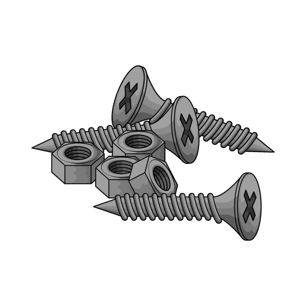 screw with nuts vector