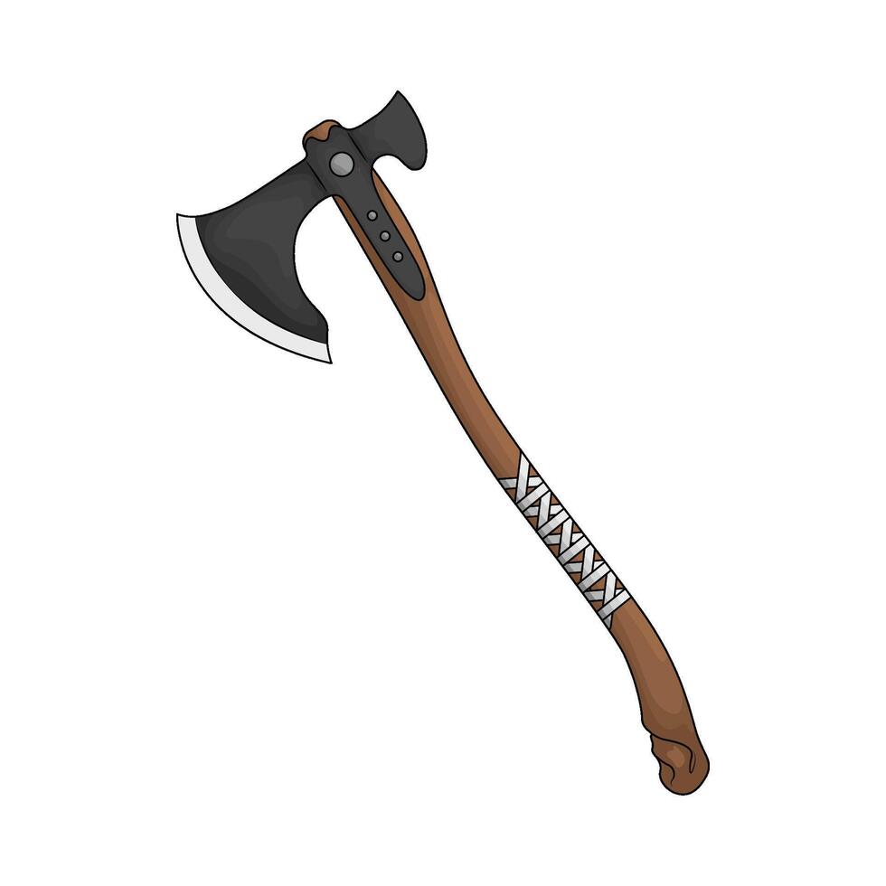 wooden handled axe illustration vector