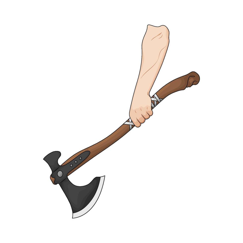 black axe with wooden handle vector