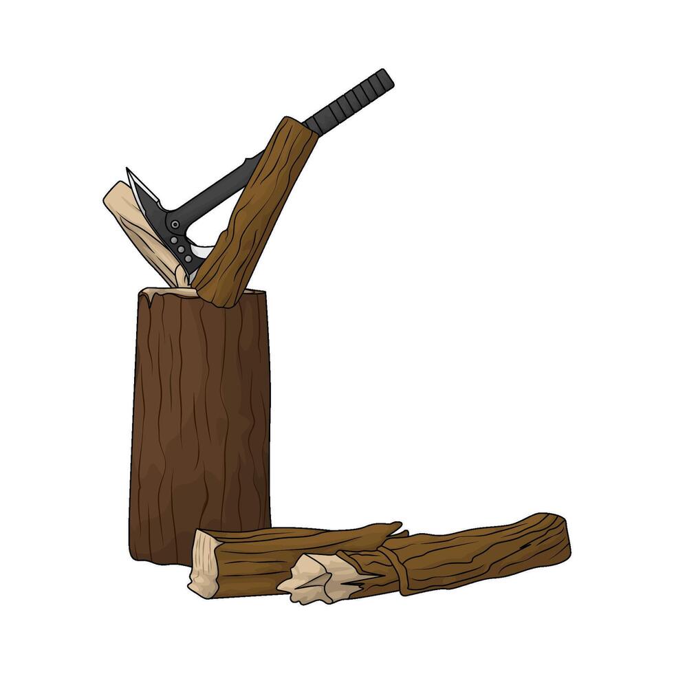 trunk with axe illustration vector