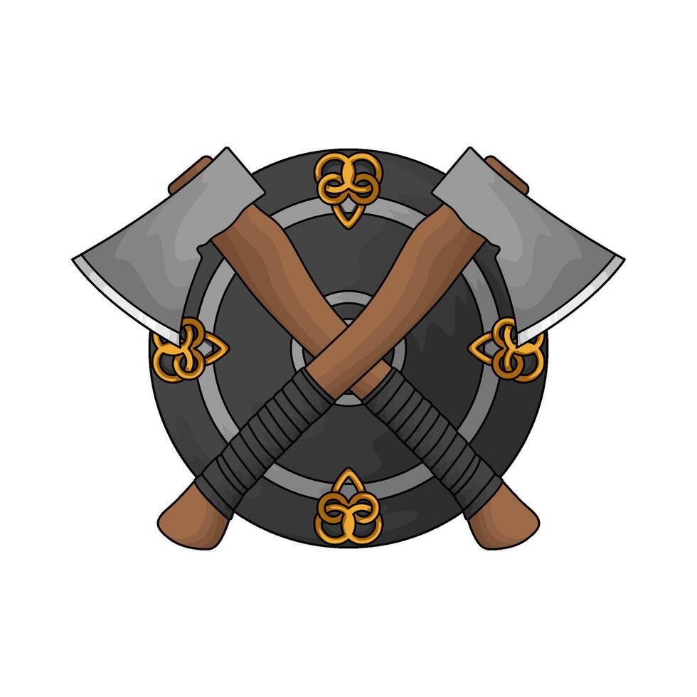 axe with shield vector
