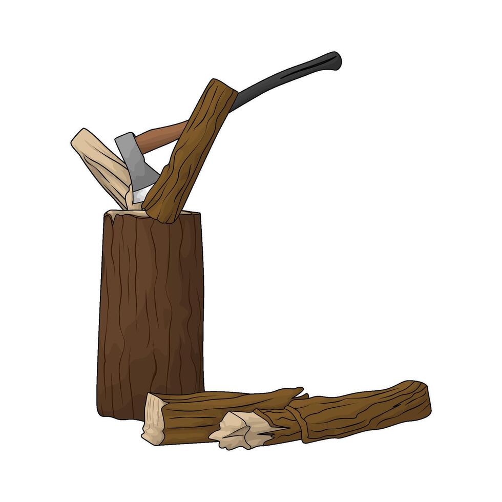 illustration of wood cut with an axe vector
