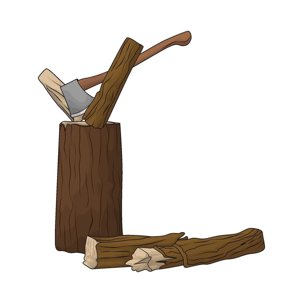 wood cut with an axe vector
