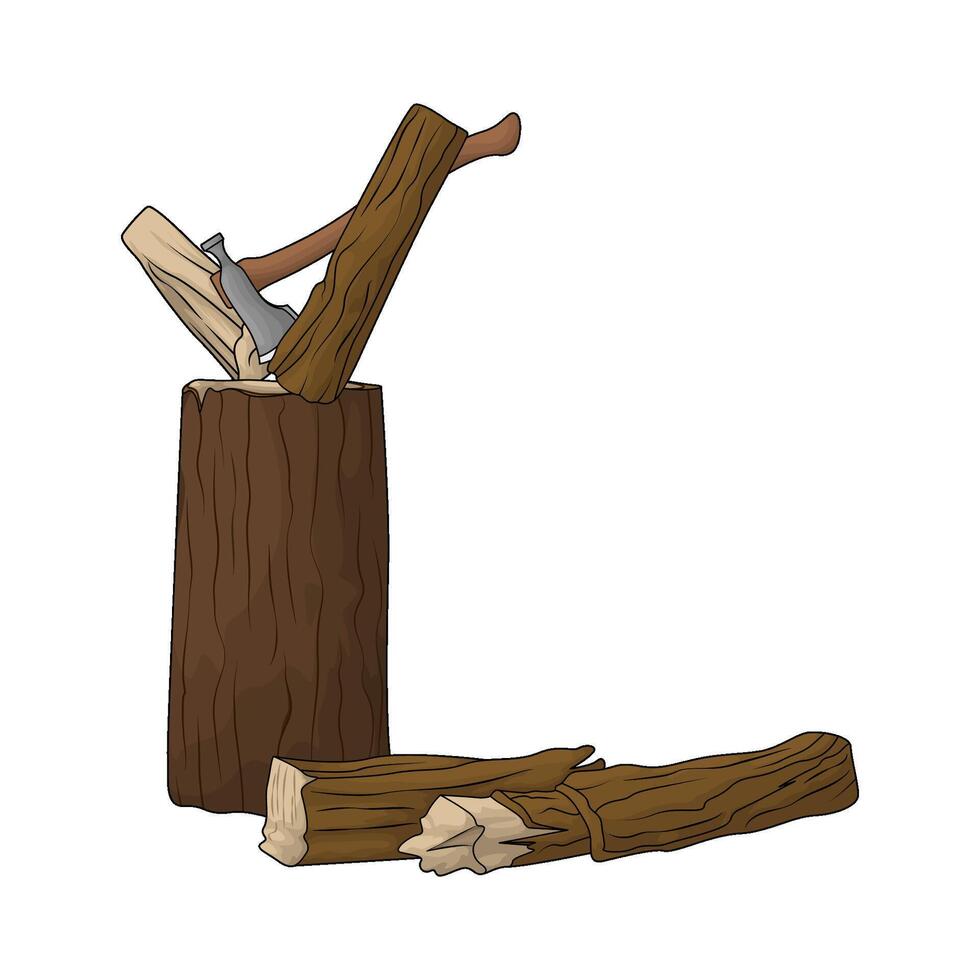 illustration of ax and pieces of wood vector