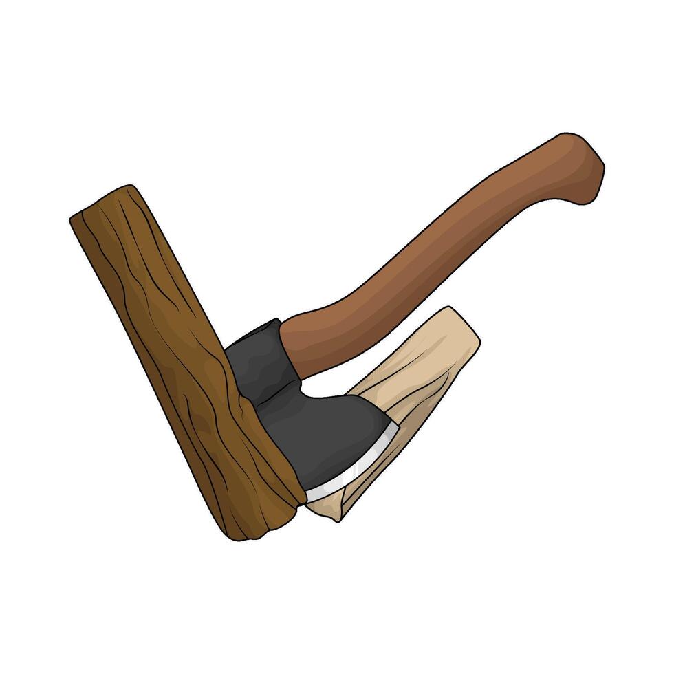 splitting wood using an axe illustration vector