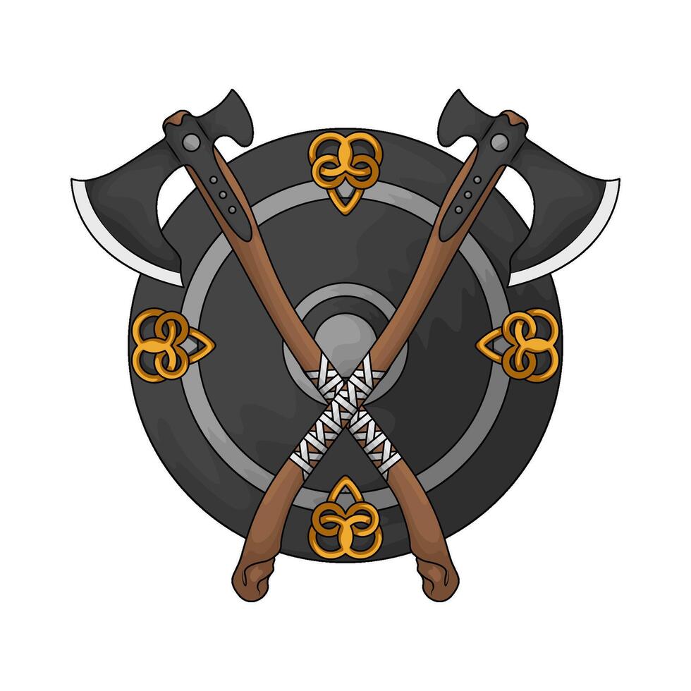 shield and crossed axe illustration vector
