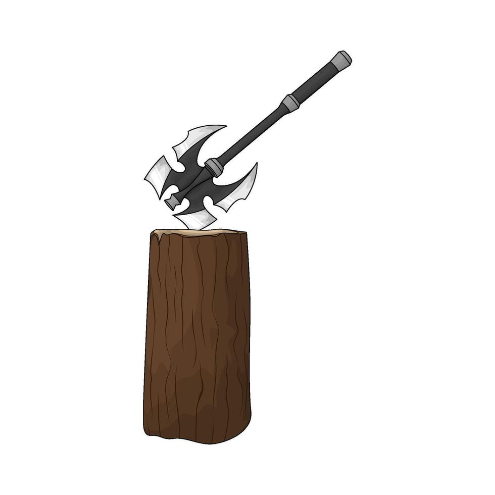 axe and tree trunk vector