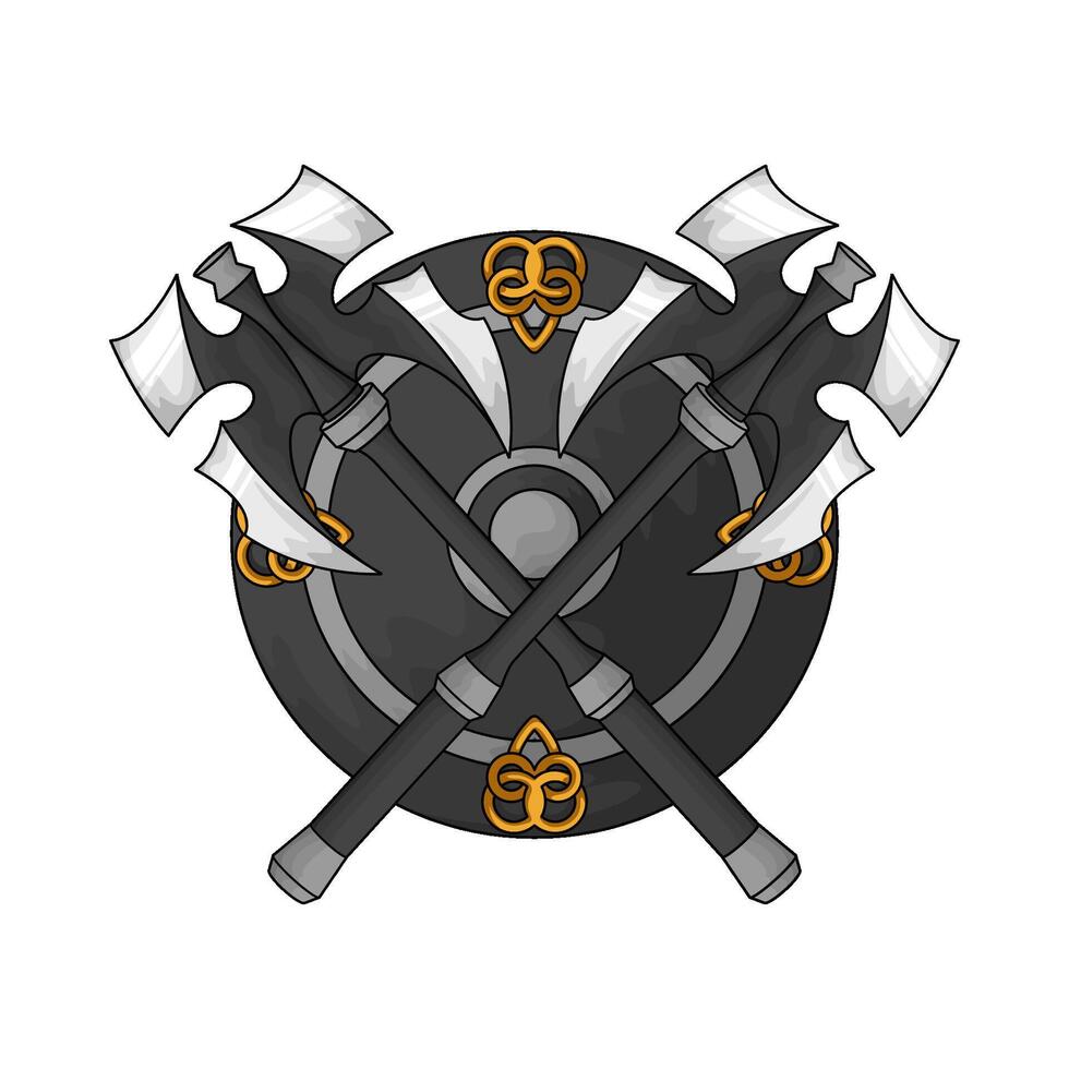 shield with crossed axe vector