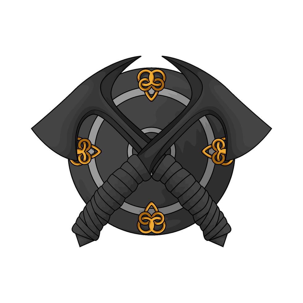 shield with black axe vector