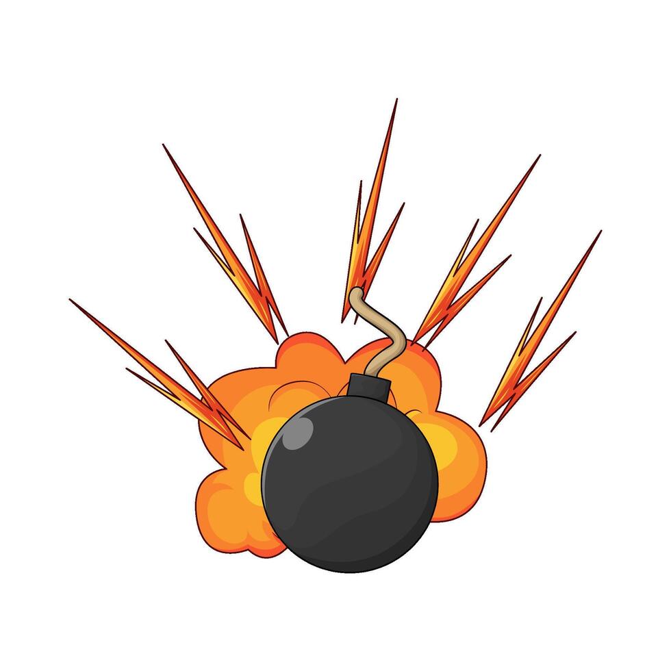 illustration of Round black bomb with explosion vector