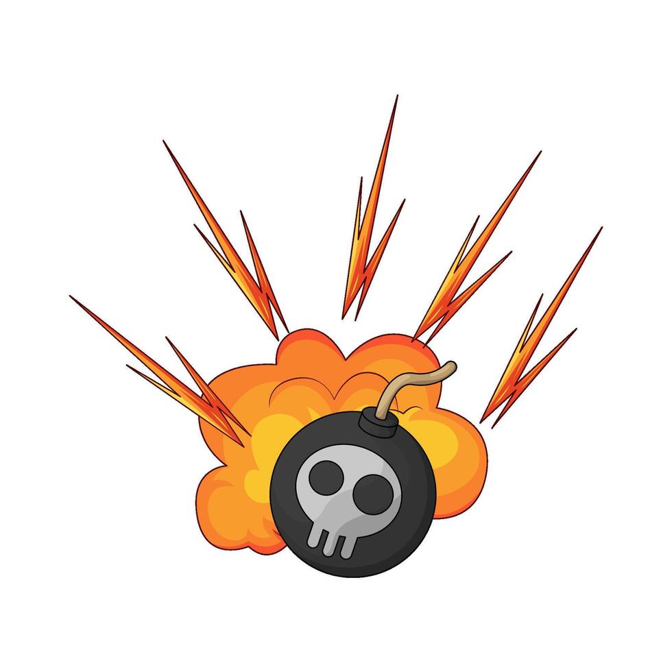 Round black bomb with explosion illustration vector