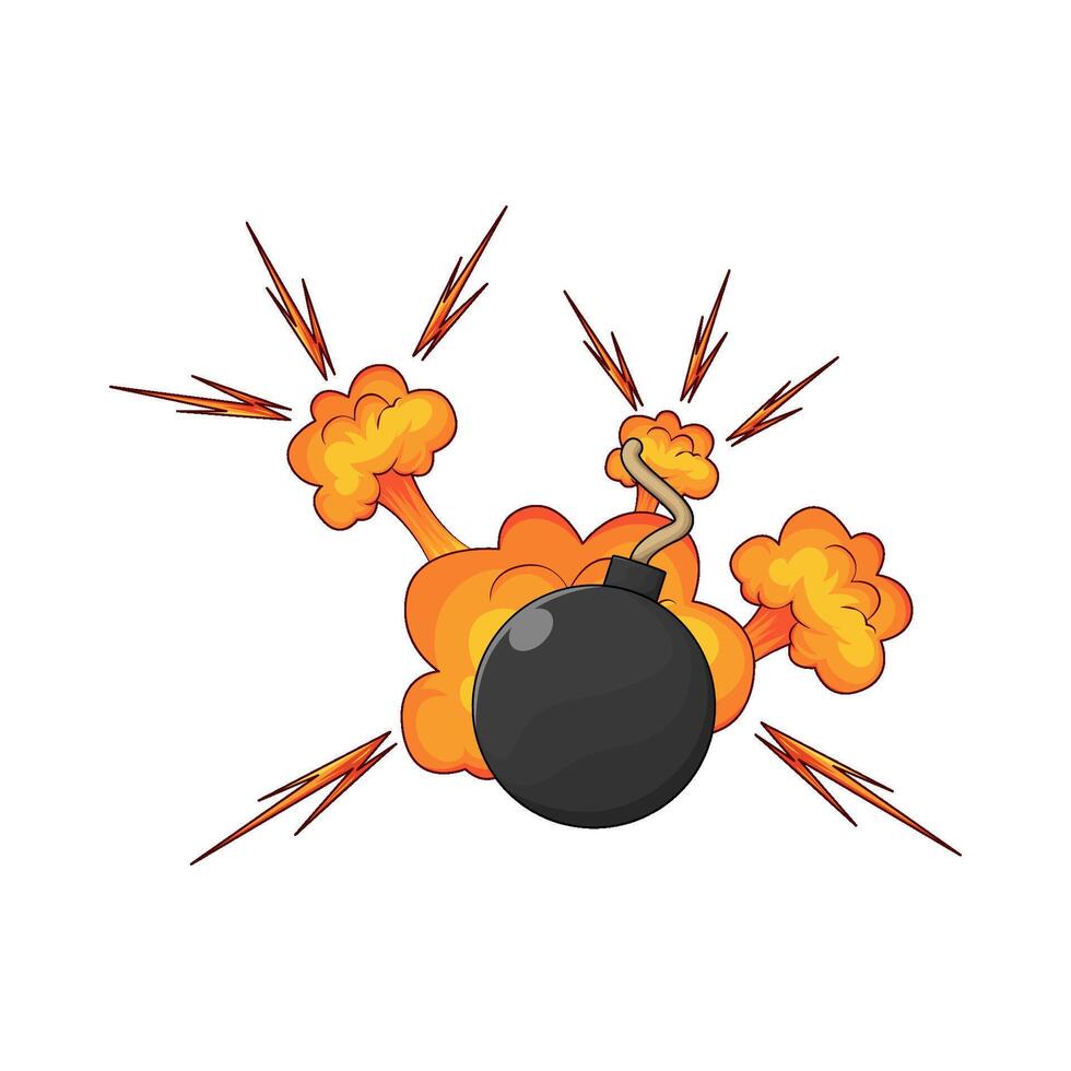 Old bomb starting to explode illustration vector