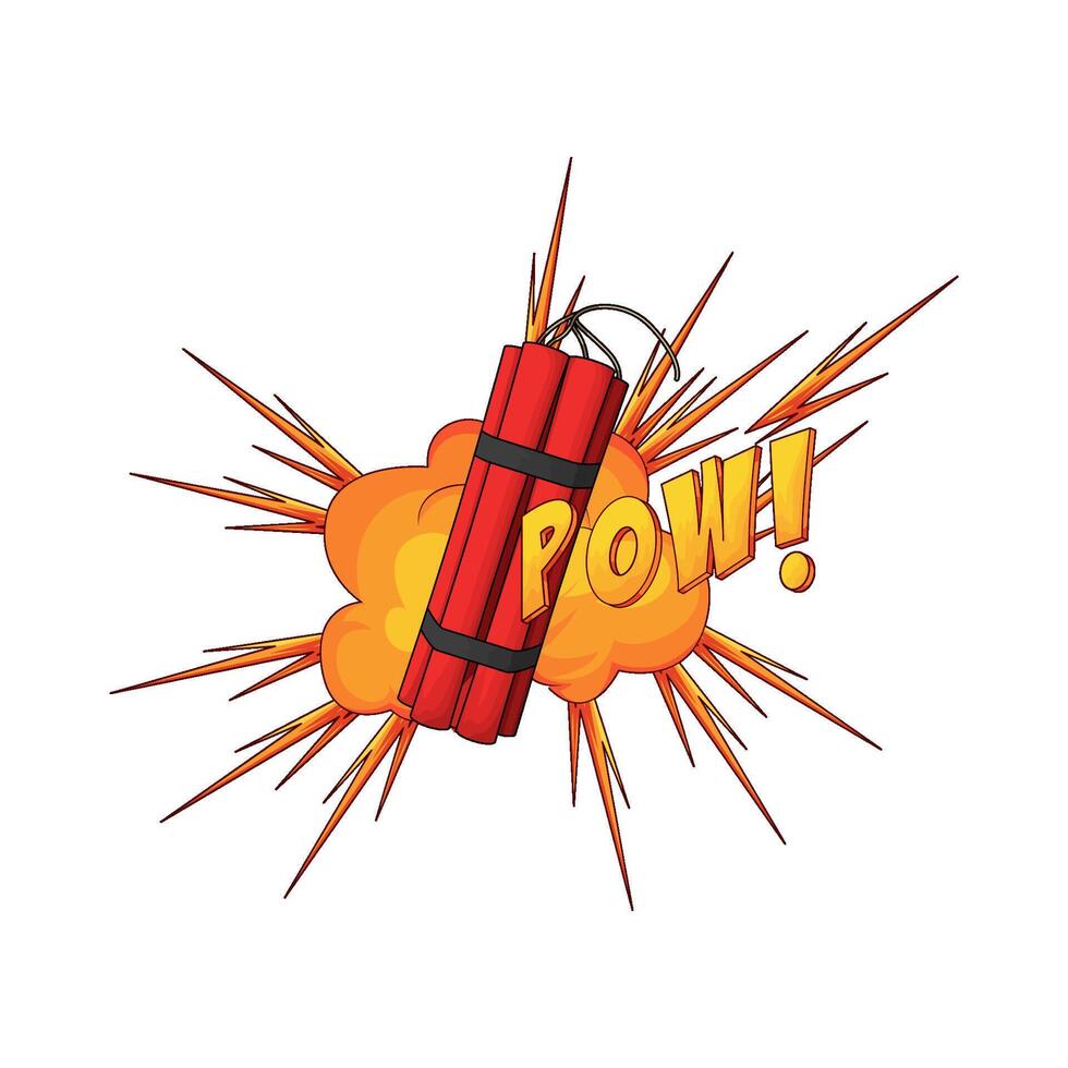 Dynamite bomb explosion with burning wick illustration vector