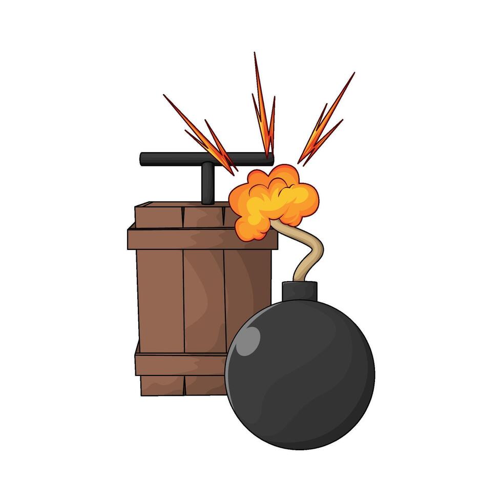 detonator bomb with explosion illustration vector