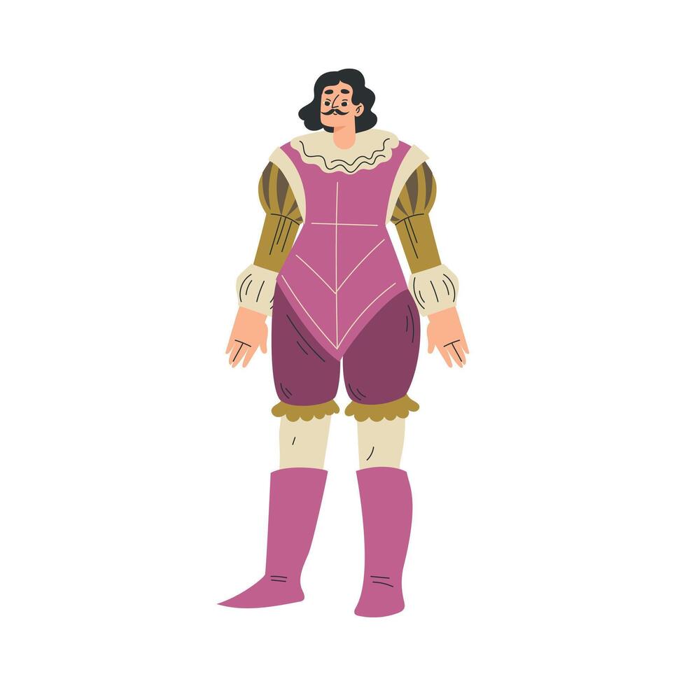 Medieval Man Courtier Character in Standing Pose Illustration vector