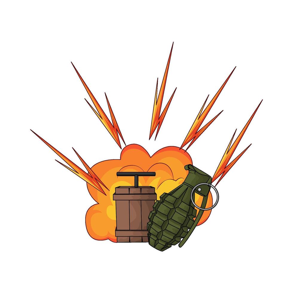 bomb with explosion illustration vector
