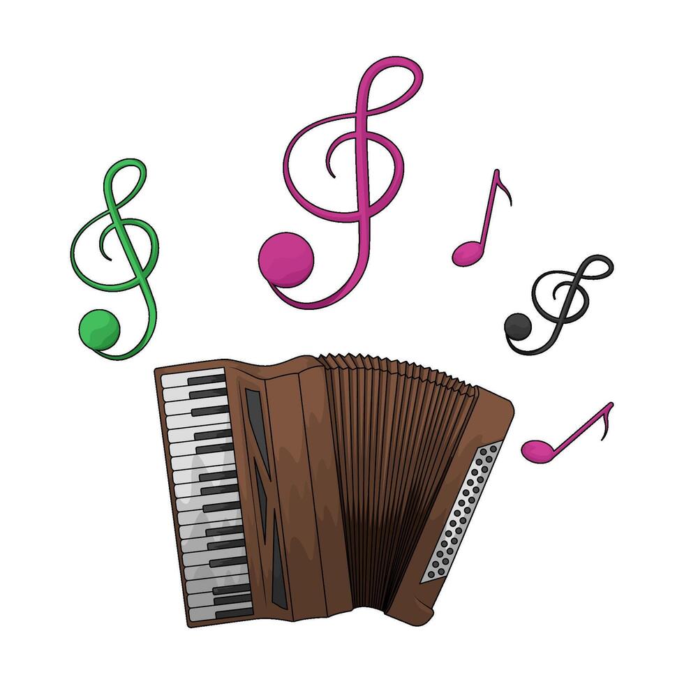 Classic accordion with music notes vector