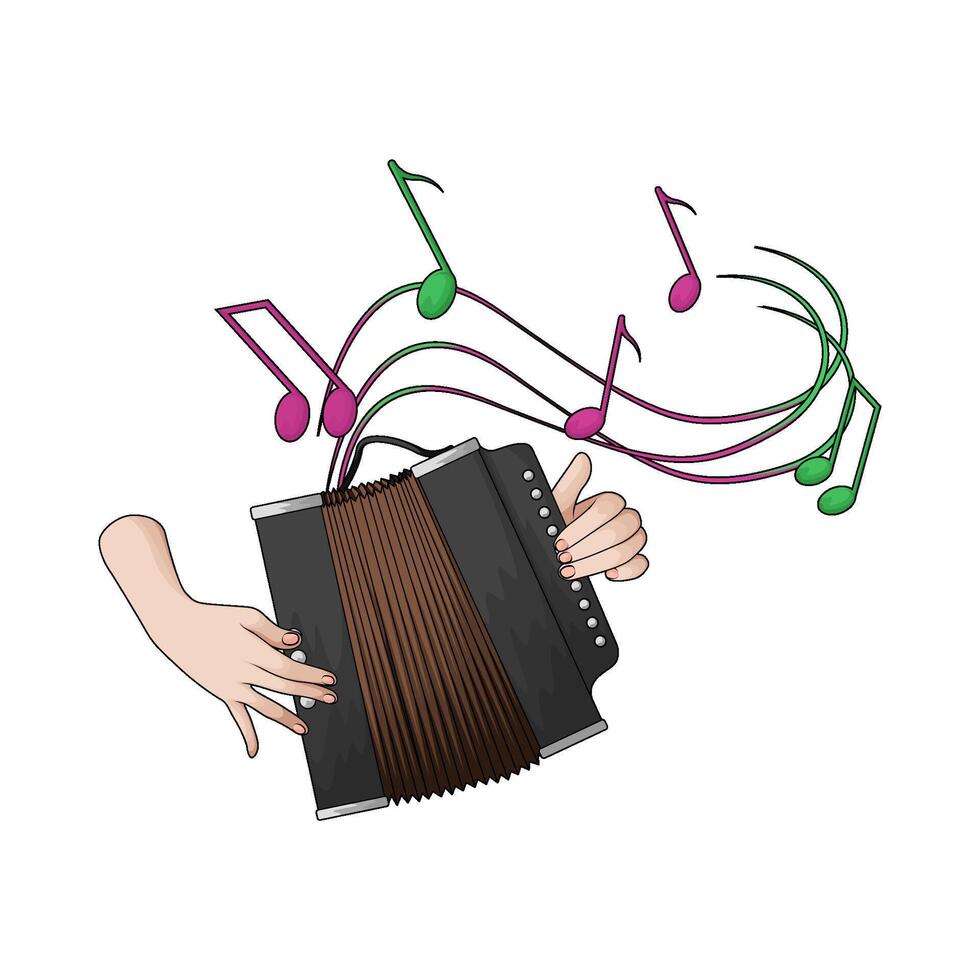 illustration of Classic accordion with music notes vector