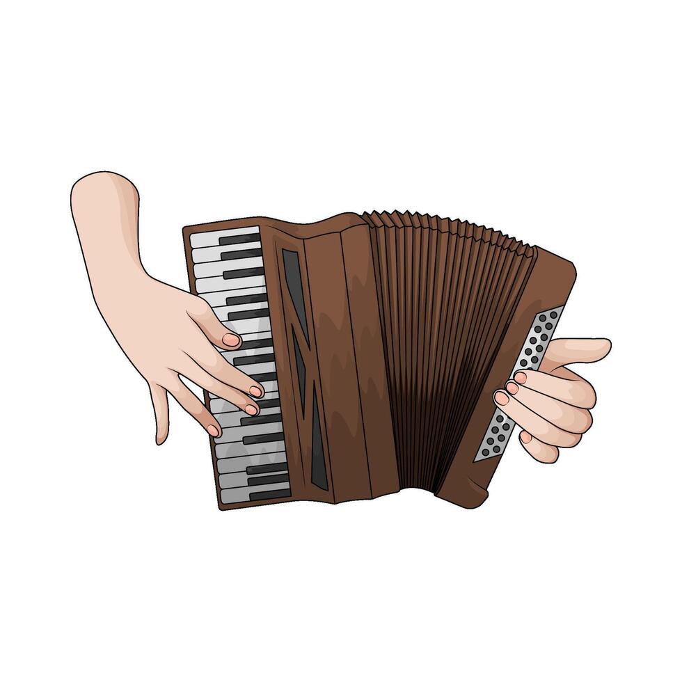 illustration of hands playing the accordion vector