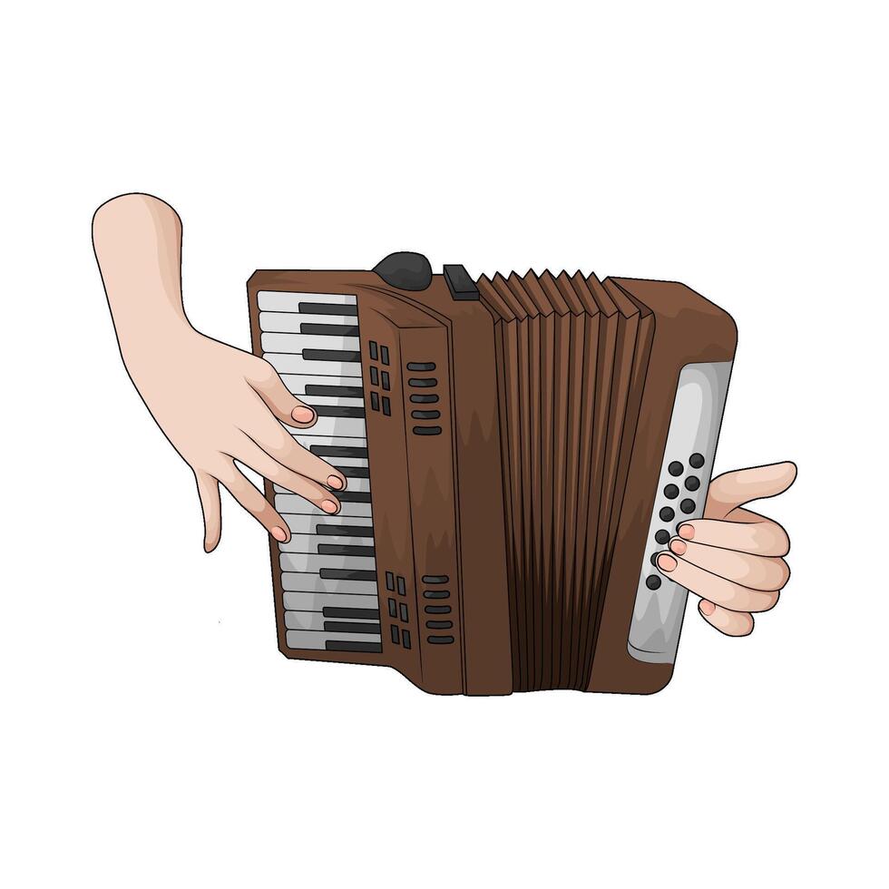 hands playing the accordion illustration vector