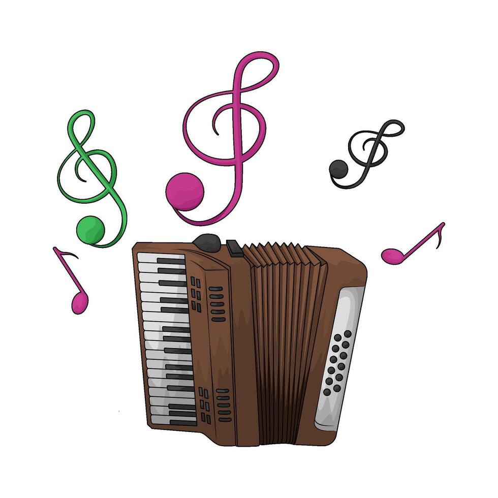 Accordion with music notes vector