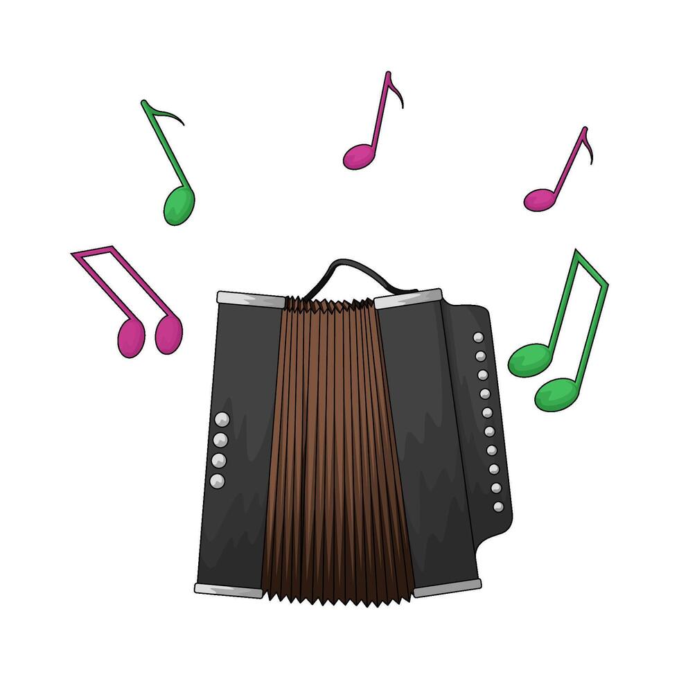 illustration of Accordion with music notes vector