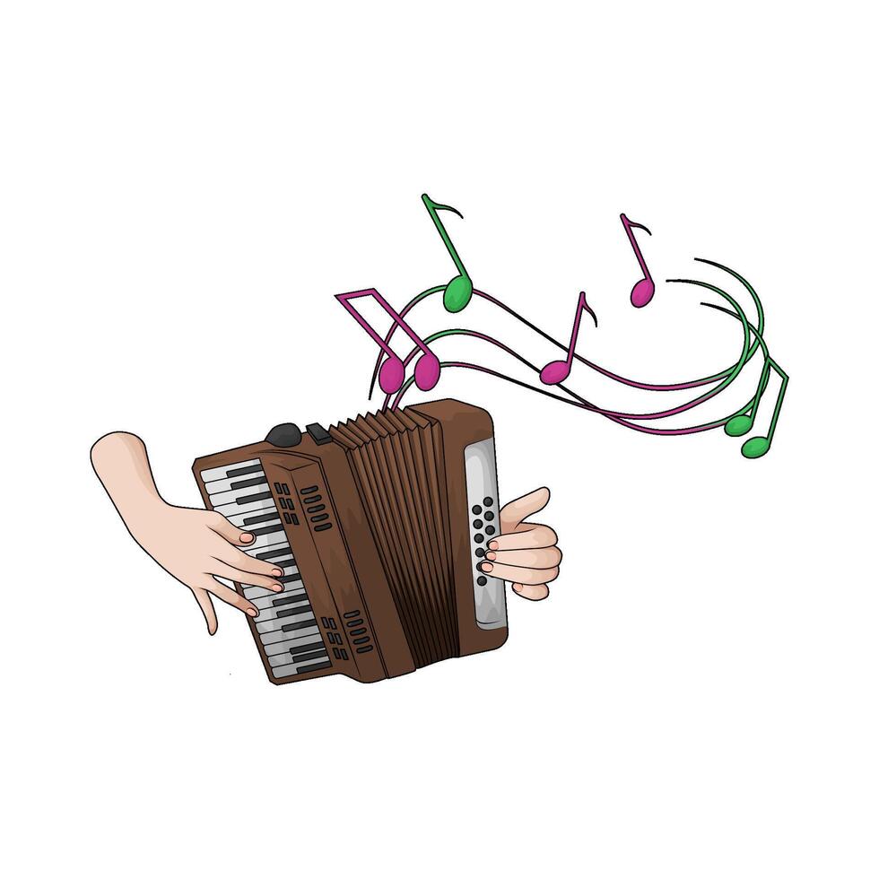 illustration of hands playing the accordions vector