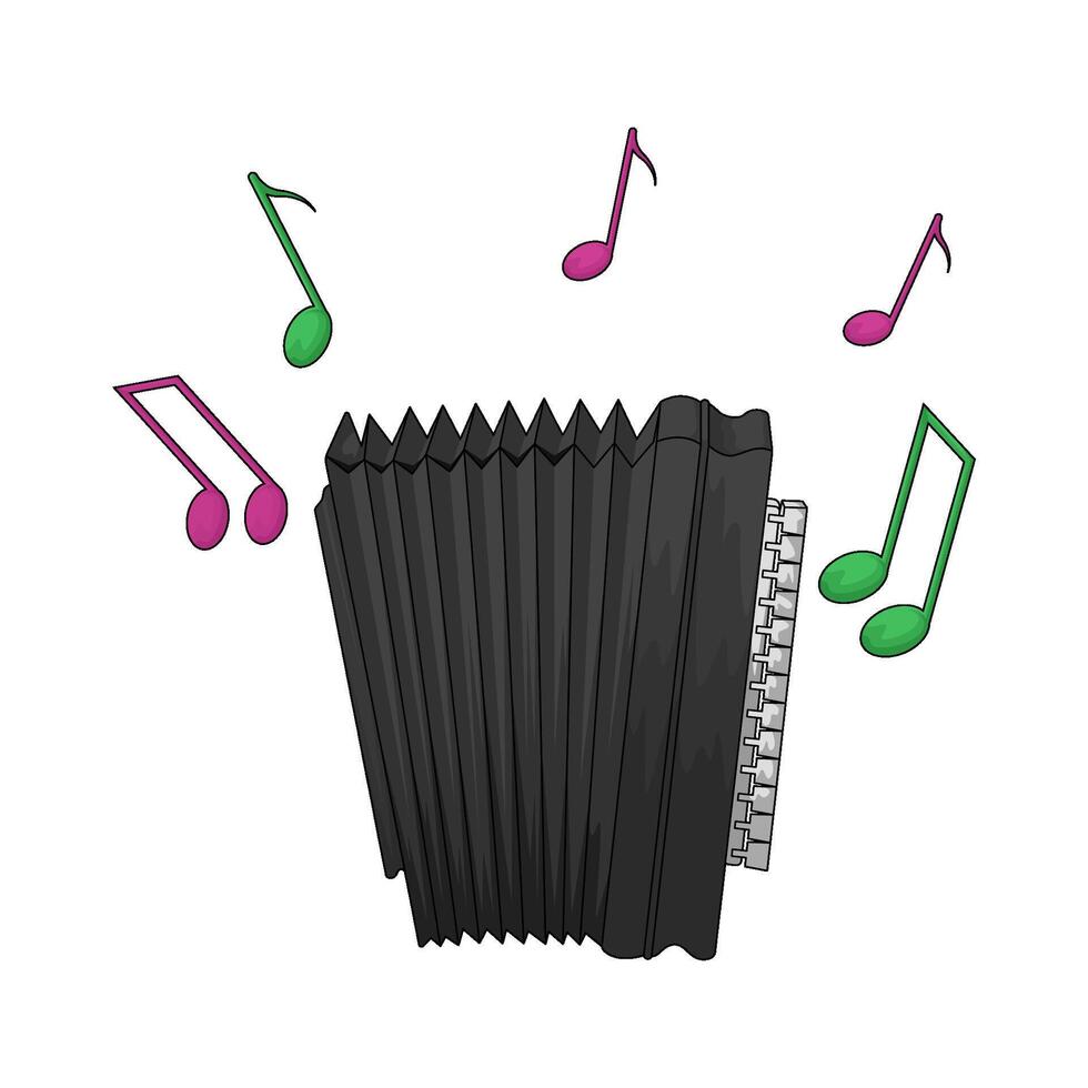 Accordion with music note illustration vector
