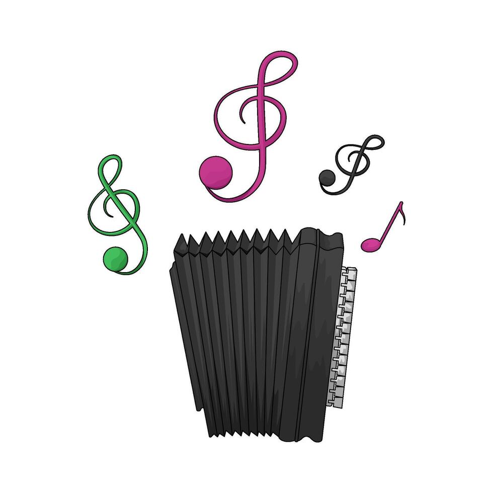 illustration of Accordion with music note vector