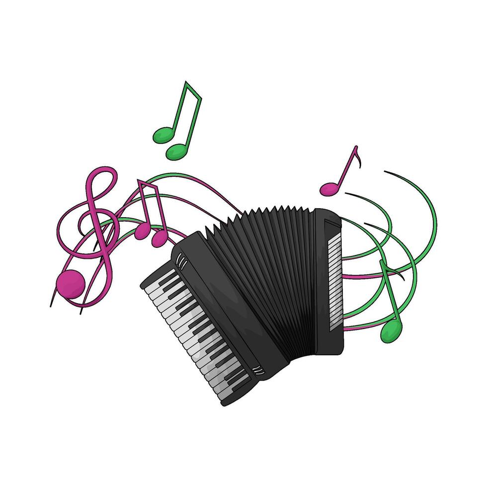 Accordion with music note vector