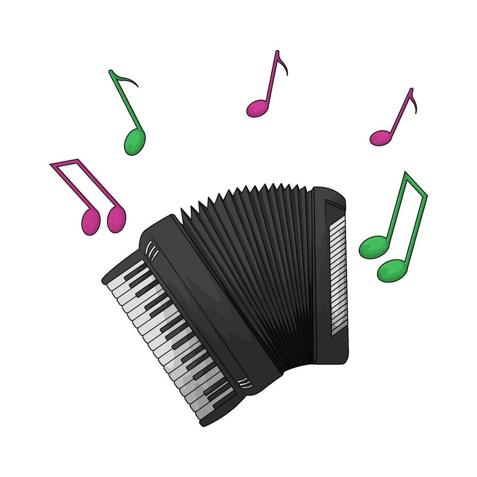 Classic accordion with music notes illustration vector